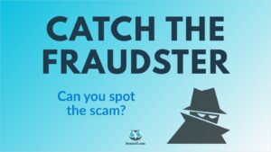 A suspicious man next to the title Catch the Fraudster